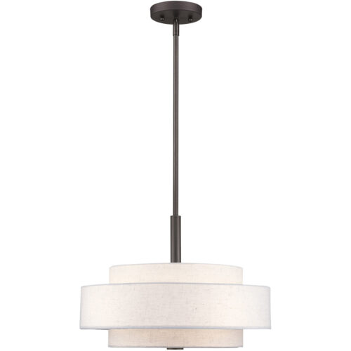 52137-92_03 4 Light English Bronze Pendant light Hanging Light Fixture with Hand Crafted Oatmeal Color Fabric Hardback Shade-Lighting LumensPendant Lights