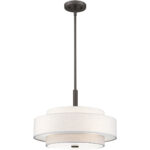 52137-92_04 4 Light English Bronze Pendant light Hanging Light Fixture with Hand Crafted Oatmeal Color Fabric Hardback Shade-Lighting LumensPendant Lights