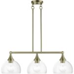 53643-01 3 Light Antique Brass Linear Chandelier-Lighting LumensChandeliers