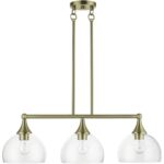 53643-01 3 Light Antique Brass Linear Chandelier-Lighting LumensChandeliers