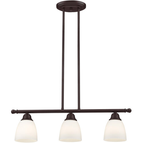 53854-07_01 5 inch 3 Light Bronze Linear Chandelier with Hand Blown Satin Opal White Glass Shade-Lighting LumensChandeliers