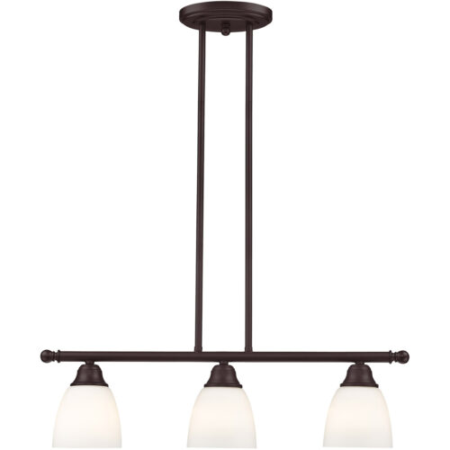 53854-07_02 5 inch 3 Light Bronze Linear Chandelier with Hand Blown Satin Opal White Glass Shade-Lighting LumensChandeliers
