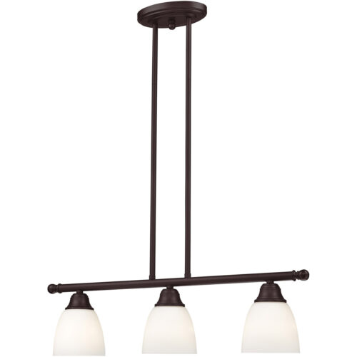 53854-07_04 5 inch 3 Light Bronze Linear Chandelier with Hand Blown Satin Opal White Glass Shade-Lighting LumensChandeliers