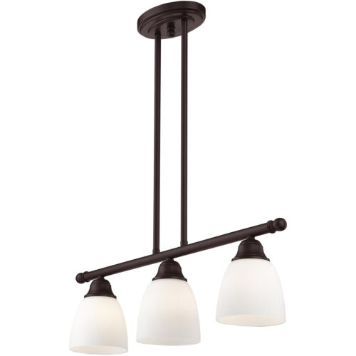53854-07_05 5 inch 3 Light Bronze Linear Chandelier with Hand Blown Satin Opal White Glass Shade-Lighting LumensChandeliers