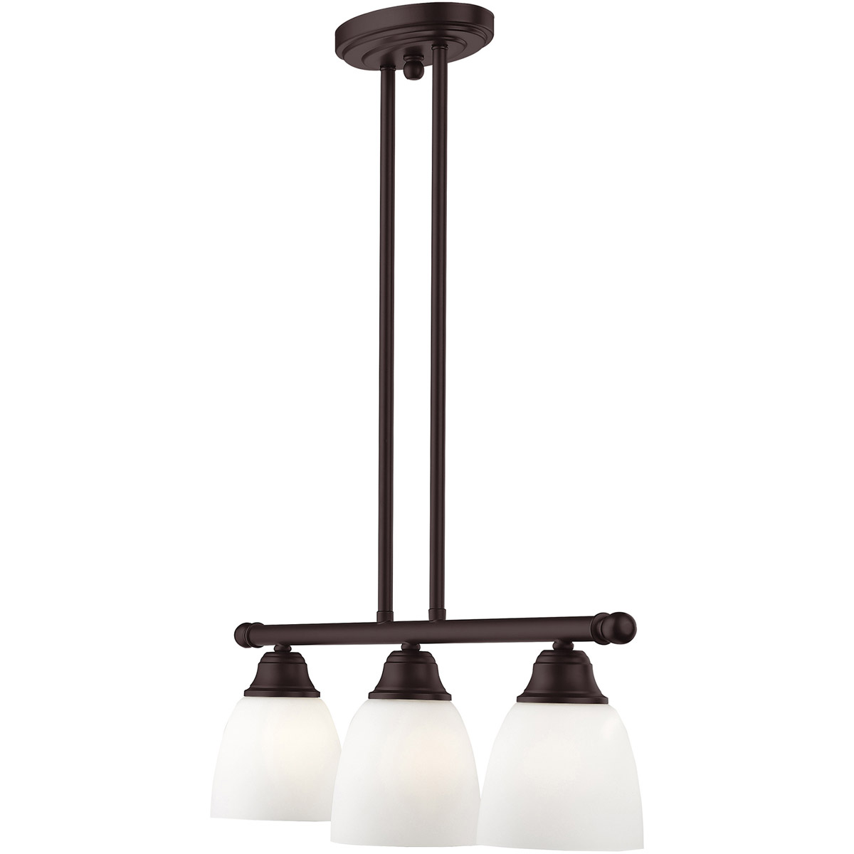 5 inch 3 Light Bronze Linear Chandelier with Hand Blown Satin Opal White Glass Shade-Lighting LumensChandeliers