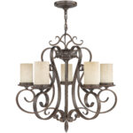 5485-58_02 5 Light Imperial Bronze Chandelier with Vintage Scavo Hand Blown Glass Shade-Lighting LumensChandeliers