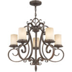 5485-58_03 5 Light Imperial Bronze Chandelier with Vintage Scavo Hand Blown Glass Shade-Lighting LumensChandeliers
