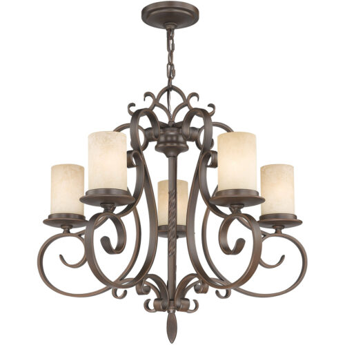 5485-58_03 5 Light Imperial Bronze Chandelier with Vintage Scavo Hand Blown Glass Shade-Lighting LumensChandeliers