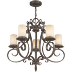 5485-58_04 5 Light Imperial Bronze Chandelier with Vintage Scavo Hand Blown Glass Shade-Lighting LumensChandeliers