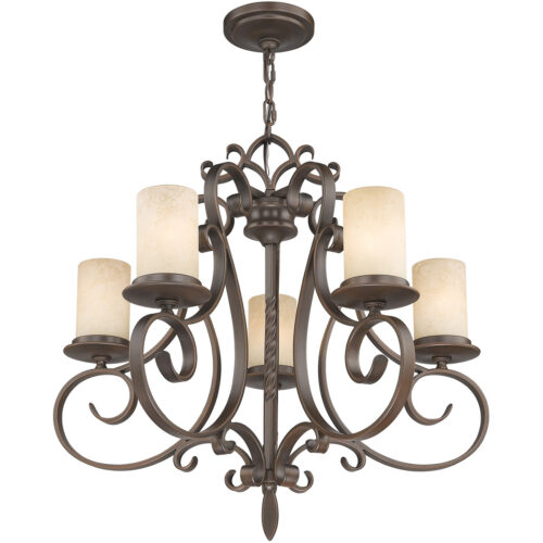 5485-58_04 5 Light Imperial Bronze Chandelier with Vintage Scavo Hand Blown Glass Shade-Lighting LumensChandeliers