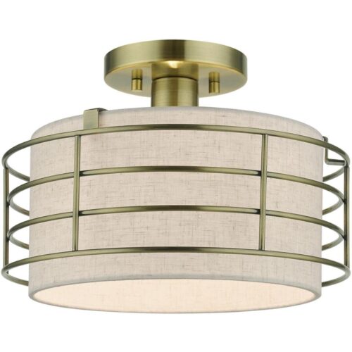 55117-01 1 Light Antique Brass Medium Semi-Flush-Lighting LumensSemi Flush