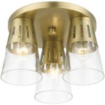 56454-08 3 Light Natural Brass Flush Mount-Lighting LumensBath/Flush Mounts