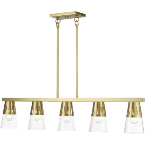 56455-08 5 Light Natural Brass Large Linear Chandelier-Lighting LumensChandeliers