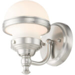 5.5 inch 1 Light Brushed Nickel Bathroom Vanity light fixture/Wall Sconce with White Glass Shade-Lighting LumensWall Sconces