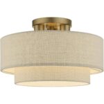 58897-48 3 Light Antique Gold Leaf Large Semi-Flush-Lighting LumensSemi Flush