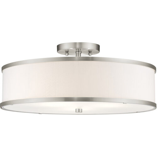 3 Light Brushed Nickel Ceiling Light fixture with Steel base material-Lighting LumensFlush Mount Ceiling Lights