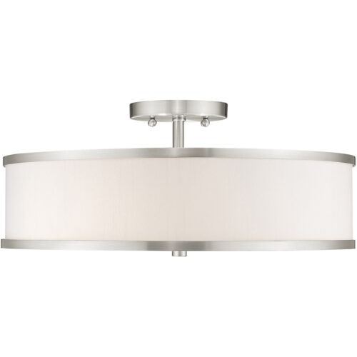 3 Light Brushed Nickel Ceiling Light fixture with Steel base material-Lighting LumensFlush Mount Ceiling Lights