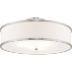 3 Light Brushed Nickel Ceiling Light fixture with Steel base material-Lighting LumensFlush Mount Ceiling Lights