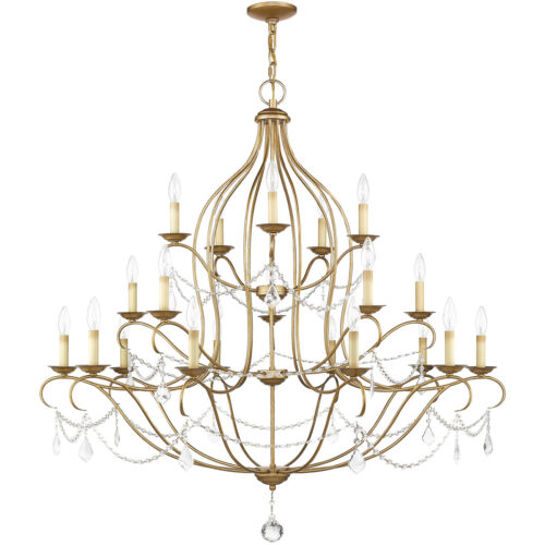 12 Light Antique Gold Leaf Chandelier with Steel base material-Lighting LumensChandeliers