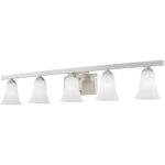 43.25 inch 5 Light Brushed Nickel Bathroom Vanity light fixture with Satin Opal White Glass Shade-Lighting LumensBath/Vanity