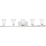 43.25 inch 5 Light Brushed Nickel Bathroom Vanity light fixture with Satin Opal White Glass Shade-Lighting LumensBath/Vanity