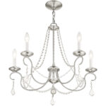 5 Light Brushed Nickel Chandelier with Steel base material-Lighting LumensChandeliers