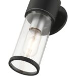 71921-14 1 Light Textured Black Outdoor Small ADA Wall Lantern with Antique Silver Finish Accents-Lighting LumensLantern