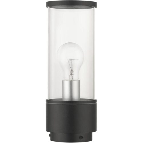 71925-14 2 Light Textured Black Outdoor Medium Post Top Lantern with Antique Silver Finish Accents-Lighting LumensLantern