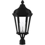 3 Light TBK Outdoor Post Top Lantern with Clear Glass Shade-Lighting LumensLantern