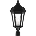 3 Light TBK Outdoor Post Top Lantern with Clear Glass Shade-Lighting LumensLantern