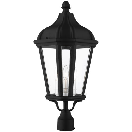 3 Light TBK Outdoor Post Top Lantern with Clear Glass Shade-Lighting LumensLantern