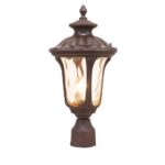 1 Light Imperial Bronze Outdoor Post Lantern Pendant Lighting Fixture with Amber Water Glass Shade-Lighting LumensLantern