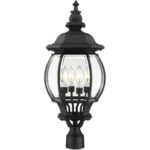 7703-14 4 Light Textured Black Outdoor Post Top Lantern-Lighting LumensLantern