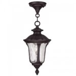 1 Light Bronze Chain Lantern Pendant Lighting Fixture with Clear Water Glass Shade-Lighting LumensLantern