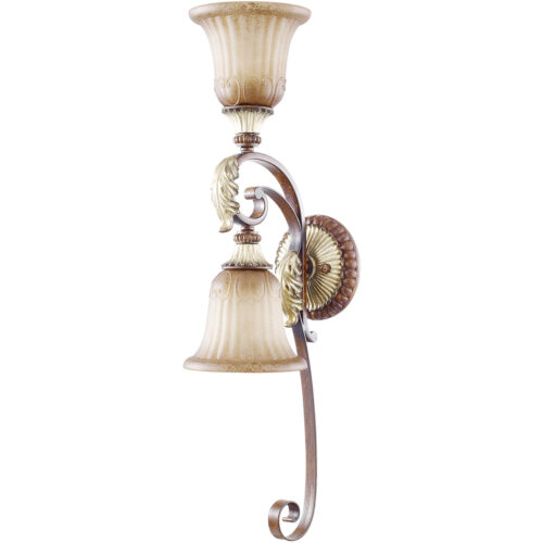 6.25 inch 2 Light Verona Bronze Wall Sconce with Rustic Art Glass Shade-Lighting LumensWall Sconces