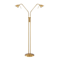 OSLO TWINS Brass Floor Lamp 2-Light G9 LED Compatible Dual Control Stylish Home Lighting