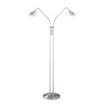 OSLO TWINS Satin Nickel 2-Light Halogen Floor Lamp - Dual Toggle Control, Multi-Directional Design