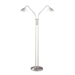 OSLO TWINS Satin Nickel 2-Light Halogen Floor Lamp - Dual Toggle Control, Multi-Directional Design