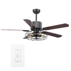 Helston 52-inch Indoor Smart Ceiling Fan with Light Kit & Wall Control, Works with Google Assistant, Amazon Alexa, and Siri Shortcuts.