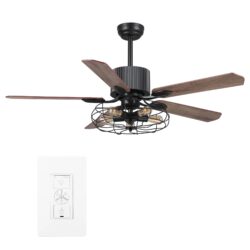 Helston 52-inch Indoor Smart Ceiling Fan with Light Kit & Wall Control, Works with Google Assistant, Amazon Alexa, and Siri Shortcuts.