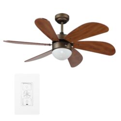 Metanoia 38-inch Indoor Smart Ceiling Fan with Light Kit & Wall Control, Works with Google Assistant, Amazon Alexa, and Siri Shortcuts.