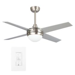 Neva 48-inch Indoor Smart Ceiling Fan with LED Light Kit & Wall Control, Works with Google Assistant, Amazon Alexa, and Siri Shortcuts.