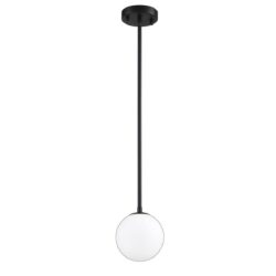 Phoenix 1-Light Black Pendant - Modern Lighting with White Glass Globes & Adjustable Rods