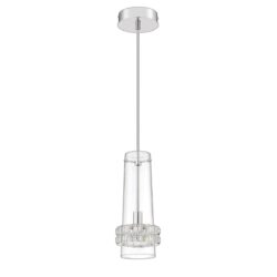 Stylish CLOE 1-Light Chrome Pendant with Borosilicate Glass & Crystal - Perfect for Modern Decor