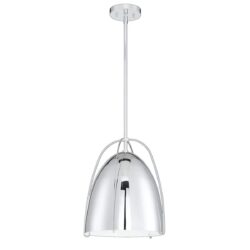 ALINA Chrome Pendant Light - Adjustable Metal Shade, Modern Design, E26 Bulb, 1-Light Fixture