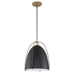 VILIA 1-Light Black & Brass Pendant - Stylish Adjustable Metal Shade, E26 Base | Kendall Lighting