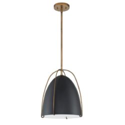 VILIA 1-Light Black & Brass Pendant - Stylish Adjustable Metal Shade, E26 Base | Kendall Lighting