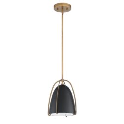 VILIA Mini 1-Light Black & Brass Pendant – Adjustable Metal Shade for Stylish Lighting
