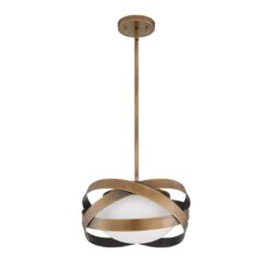 Brass Pendant Light - SATURN 1-Light with Glass Shade | E26 Medium Base, 100W Max - Kendall Lighting