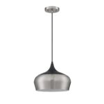 ORIAN Satin Nickel & Black Pendant Light - Stylish 1-Light Metal Fixture with 12 Shade